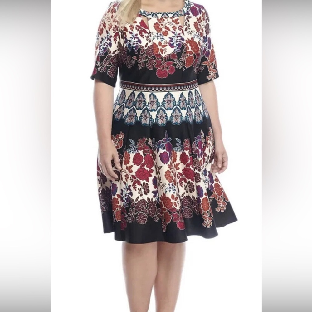 Julian Taylor Multicolor Floral A-Line Dress